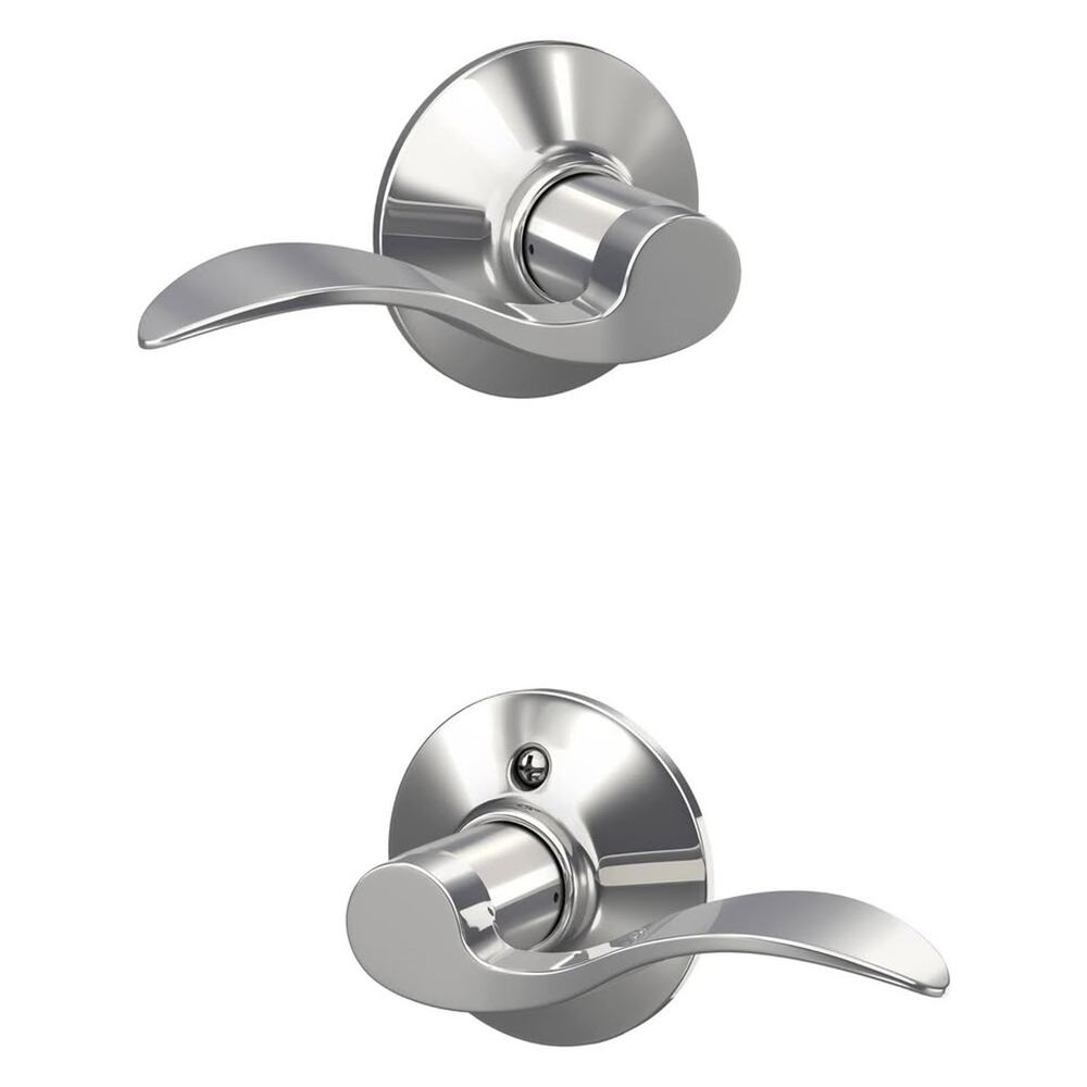 Schlage F10 ACC 619 Accent Door Lever, Hall & Closet Passage Lock, BRIGHT CHROME